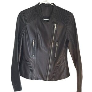 Maje Distressed Lamb Leather Biker Jacket 42 (XL)